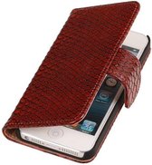 Apple iPhone 5c Snake Slang Booktype Wallet Hoesje Rood - Cover Case Hoes