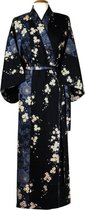 ORIGINELE JAPANSE KIMONO MET KERSENBLOESEM DESSIN (BLAUW) (KATOEN) (MAAT ZIE PRODUCTBESCHRIJVING !)