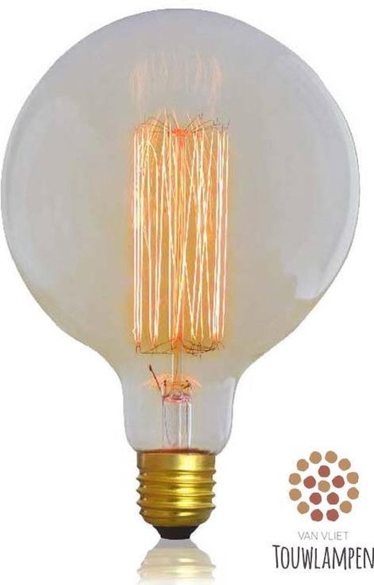 onderschrift overstroming draadloze Grote Kooldraadlamp Edison Gloeilamp Grote Fitting E27 | bol.com