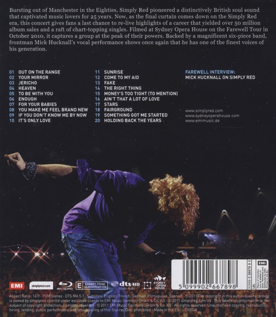 Simply Red - Farewell: Live In Concert At Sydney Opera House (Blu