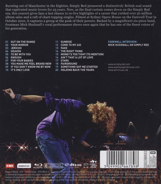 Simply Red - Farewell: Live In Concert At Sydney Opera House (Blu-ray), Simply  Red |... | bol.com
