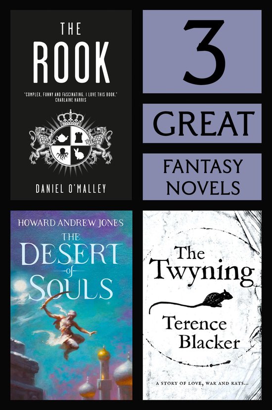 Drie fantasy romans: The Rook, The Desert of Souls en The Twyning.