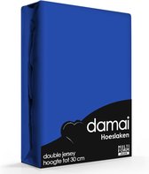 Damai - Hoeslaken (tot 25 cm) - Double Jersey - 140 x 200/210/220 - 150 x 200 cm - Ultramarine