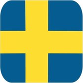 15x Bierviltjes Zweedse vlag vierkant - Zweden feestartikelen - Landen decoratie