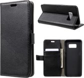 Litchi Textuur Leren Wallet Stand Hoesje Samsung Galaxy S8 - Zwart