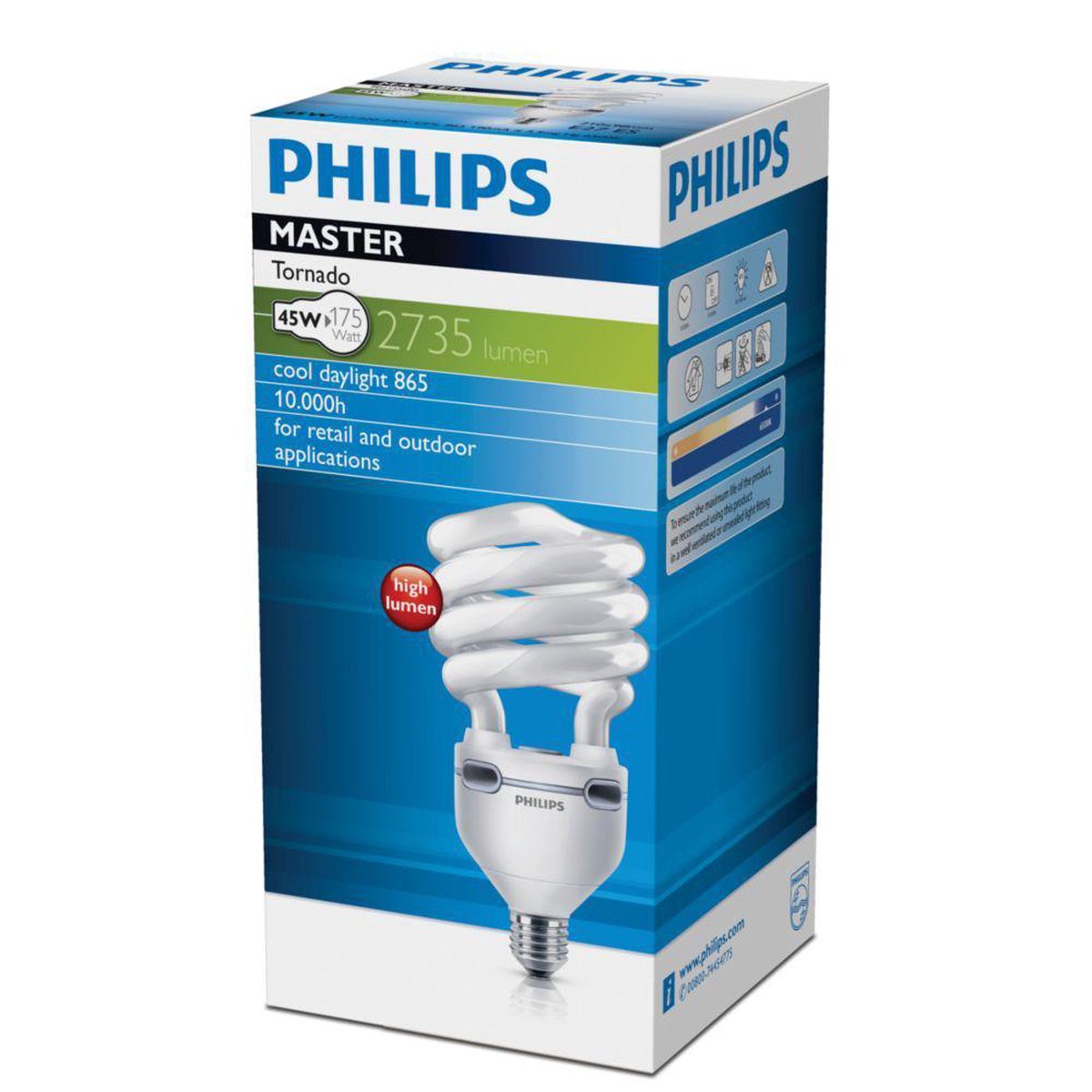 Philips Tornado ampoule spirale économique E27 8W