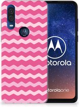 Motorola One Vision TPU bumper Waves Pink