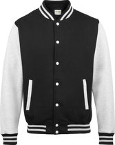 AWDis Varsity jacket, Jet Black/Heather Grey, Maat XXL