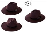 3x Cowboyhoed vilt Texas Ranger bruin