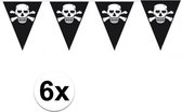 6x stuks Piraten vlaggenlijnen/vlaggetjes zwart