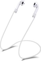Anti Lost Strap & Case Hoes Voor geschikt voor apple Airpods - Siliconen Wireless Band & Beschermhoes Cover - Wit