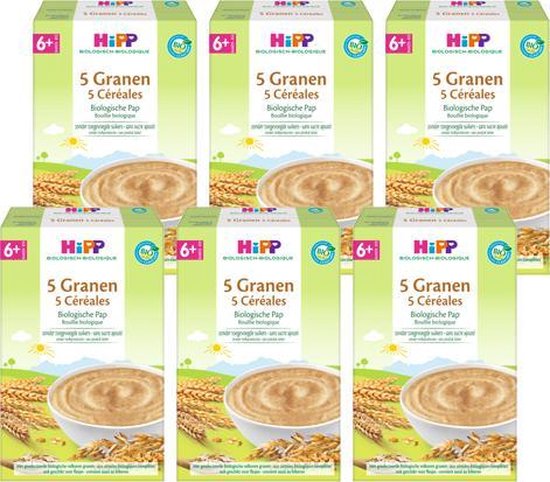 HiPP BIO Pap 5 Granen vanaf 6 maanden - 6 stuks 200g