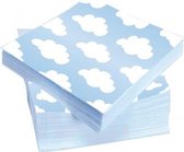 20x Wolken geboorte jongen thema servetten 33 x 33 cm - Papieren wegwerp servetjes - Geboorte jongen/blauw/witte wolken kraamfeest/versieringen/decoraties