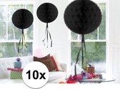 10x feestversiering decoratie bollen zwart 30 cm