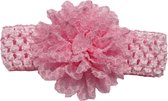 Jessidress Hoofdband Baby Haarband van katoen met bloem - Roze