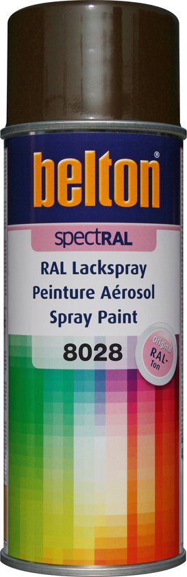 Spuitbus Belton Spectral RAL 8028 Terra bruin met kleurenstaal.