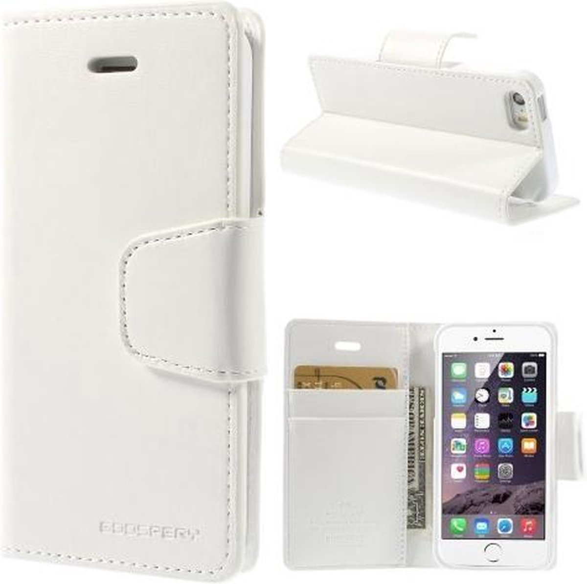 Goospery Sonata Diary bookcase voor iPhone 5/5S/SE - Wit