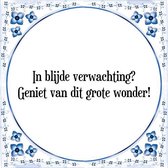 Tegeltje met Spreuk (Tegeltjeswijsheid): In blijde verwachting? Geniet van dit grote wonder! + Kado verpakking & Plakhanger