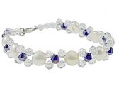 Bracelet de perles d'eau douce Button Pearl Blue Crystal