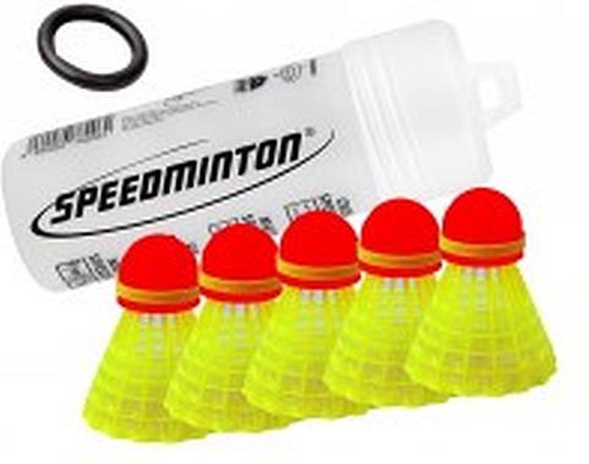 Speedminton Match Speeders - 5 stuks - speedbadminton - crossminton - speed badminton shuttle - Geel