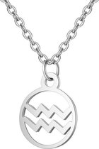 24/7 Jewelry Collection Waterman Ketting - Cirkel - Sterrenbeeld - Horoscoop - Zilverkleurig