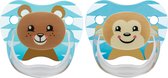 Dr Brown's Fopspeen - Animal Faces - Fase 2 - Blauw - 2-pack