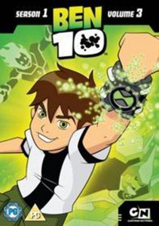 Seizoen 1 Ben 10 Volume 3 dvd-hoes met Ben met de Omnitrix.
