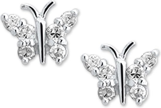 The Jewelry Collection Clips d'oreilles Papillon Zircon - Argent rhodié