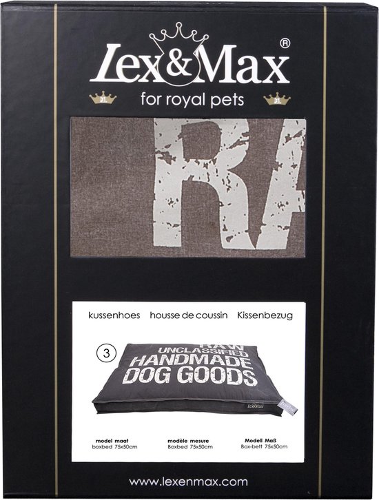 Lex & Max Raw Unclassified - Losse hoes voor hondenkussen - Boxbed - Taupe - 75x50x9cm