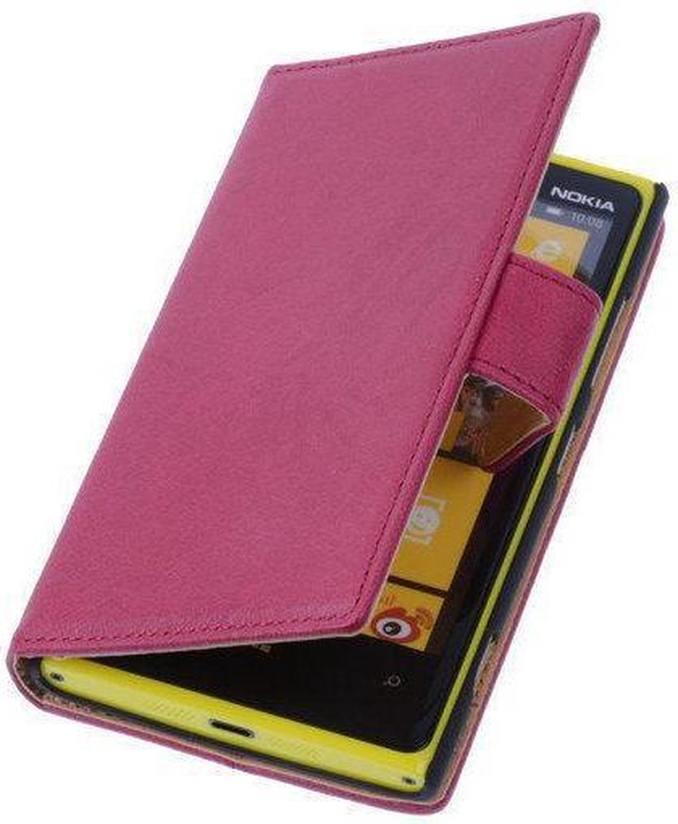BestCases Lila Nokia Lumia 1320 Stand Luxe Echt Lederen Book Wallet Hoesje