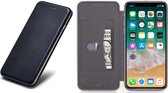 Hoesje Lederen Book Case geschikt voor Apple iPhone Xs / X - Zwart Siliconen iCall Wallet