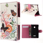 Microsoft Lumia 532 vlinders kleuren hoesje wallet case