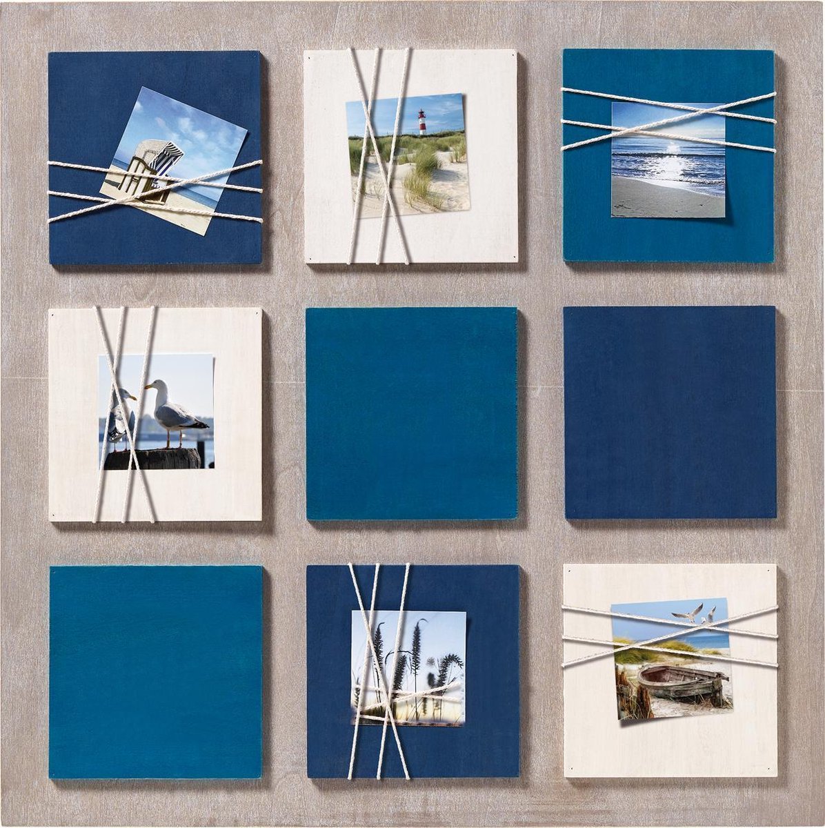 Walther La Casa - Houten galerij lijst - met koord applicatie - Fotoformaat 6 foto's 8x8 cm - Blauw/Wit