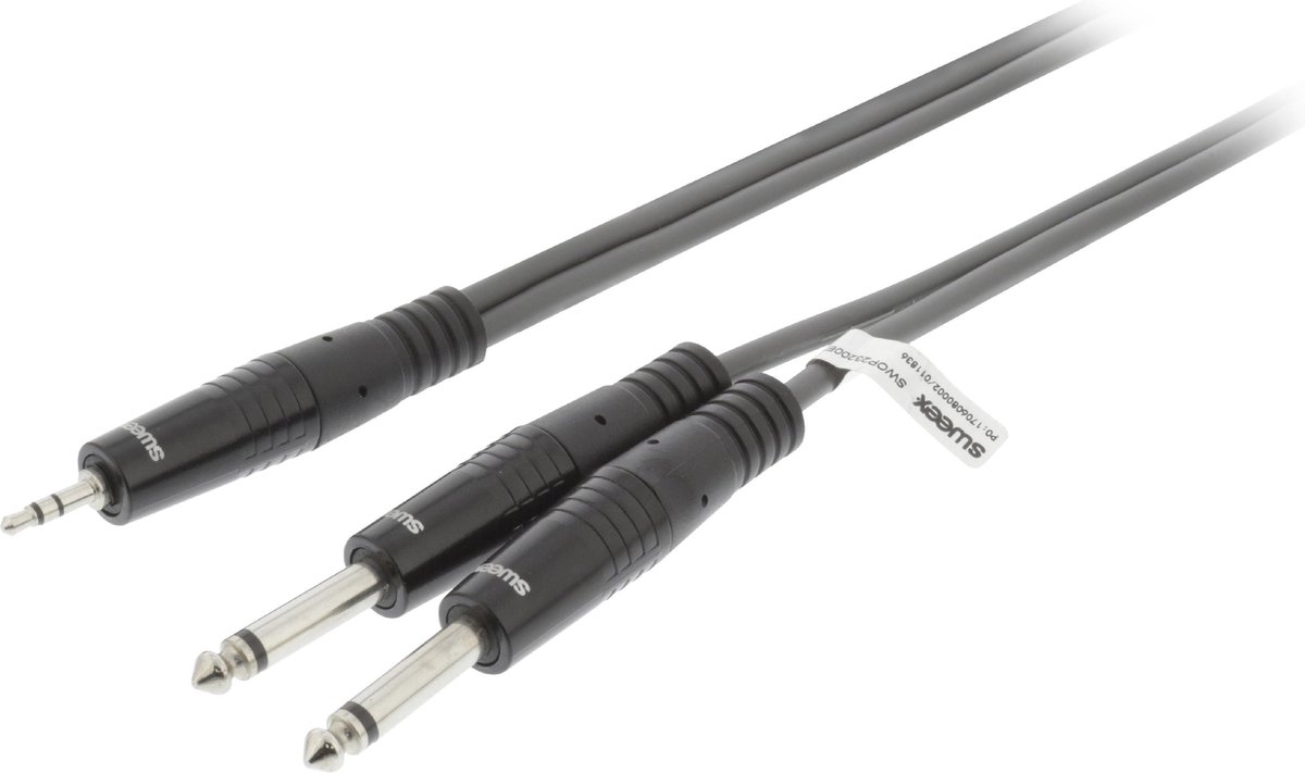 Sweex 2x 6,35mm Jack - 3,5mm Jack stereo audio kabel - 3 meter