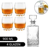 Whisky Karaf Met Deksel 900 ML Inclusief 4 Glazen