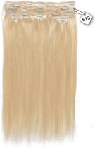 Clip in Extensions, 100% Human Hair Straight, 22 inch, kleur #613 Light Blonde