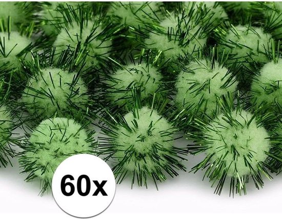 TOAOB 100 Stück Grün Pompons zum Basteln Glitzer 25 mm Mini Pompom Flauschigen Plüsch set Bälle Kunst Bommel für Dekorieren Verzieren Nähen DIY Lustige Kreativen Handwerk