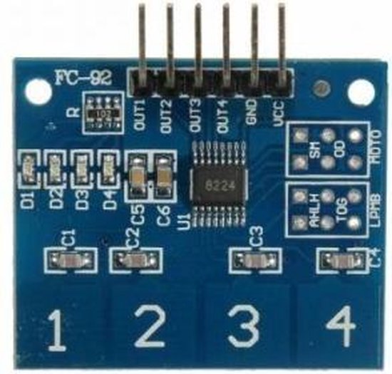 4 Kanaals Digitale Touch Switch Sensor TTP224 (Arduino Compatible ...