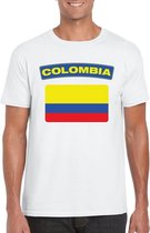 T-shirt met Colombiaanse vlag wit heren 2XL