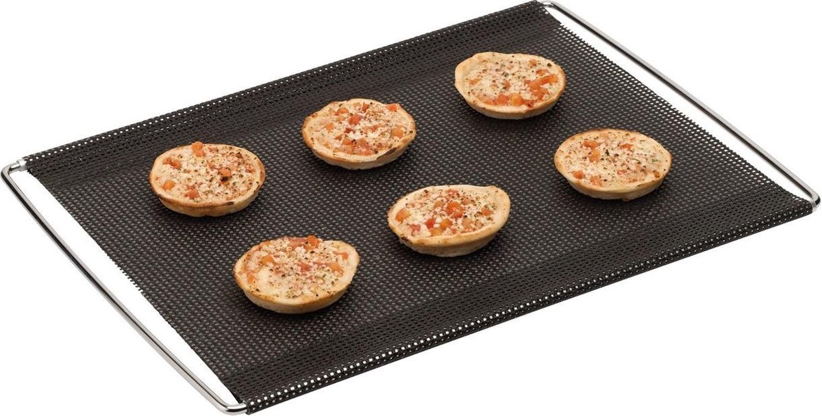 Bakeflon Brood-/afbakmat verstelbaar geperforeerd - 300x400mm - Zwart
