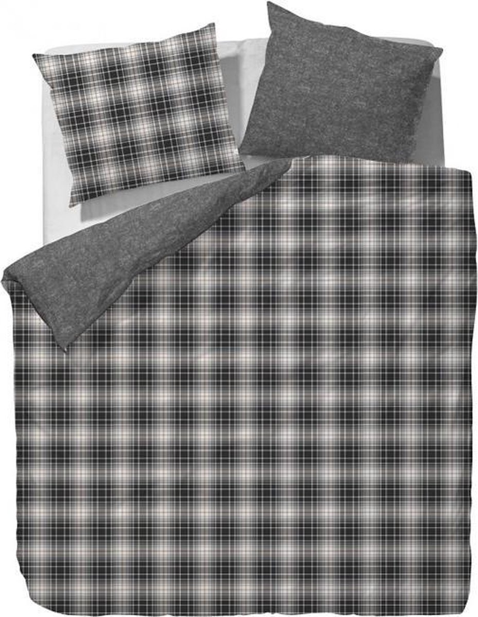 Marc O'Polo Winter Check Dekbedovertrek - Flanel - 150x210 + 50x60 cm - Antraciet