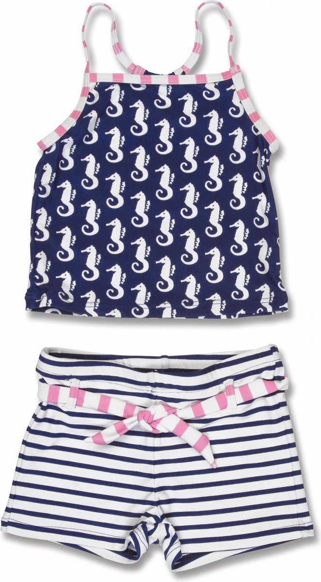 Snapper Rock UV werende tankini voor meisjes Navy/Seahorse