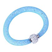Fako Bijoux® - Armband - Sterrenstof Disco Dots - Blauw/Wit