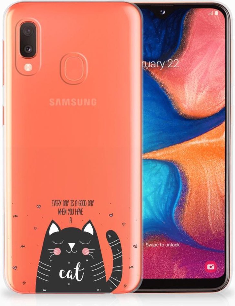 Samsung Galaxy A20e Telefoonhoesje met Naam Cat Good Day