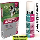 teken en vlooien pakket voor de hond van 10 kg tot 25 kg - Exil flea free omgevingsspray + 4 pipetten advantix hond 250/1250