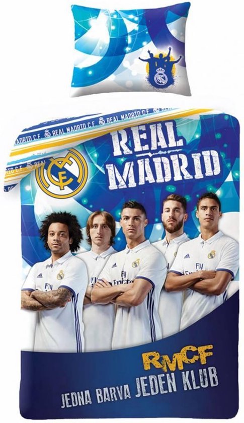 Joueurs du Real Madrid - Housse de couette - Unique - 140 x 200 cm - Blanc