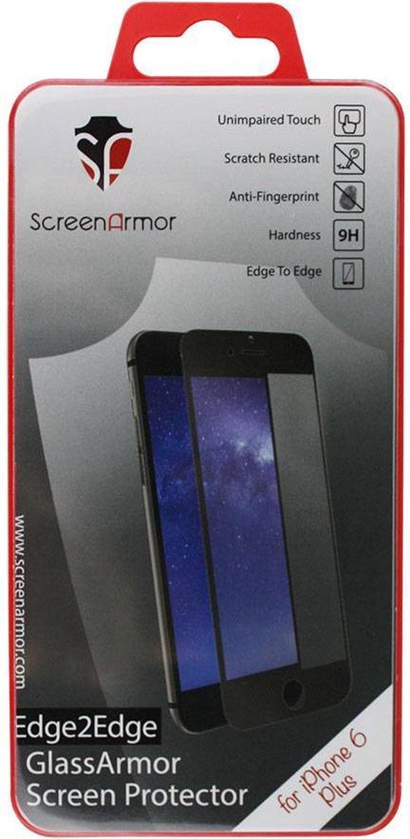 ScreenArmor Edge 2 Edge iPhone 6(s) plus 0,3 mm Gehard Glas - Zwart