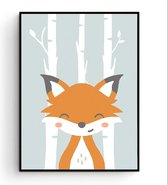 Postercity - Design Canvas Poster Lachende Vos / Kinderkamer / Dieren Poster / Babykamer - Kinderposter / Babyshower Cadeau / Muurdecoratie / 40 x 30cm / A3