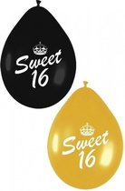 12 ballons de fête fantaisie Sweet Sixteen noir / or - Articles de fête 16 ans