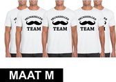 5x Vrijgezellenfeest Team t-shirt wit heren Maat M